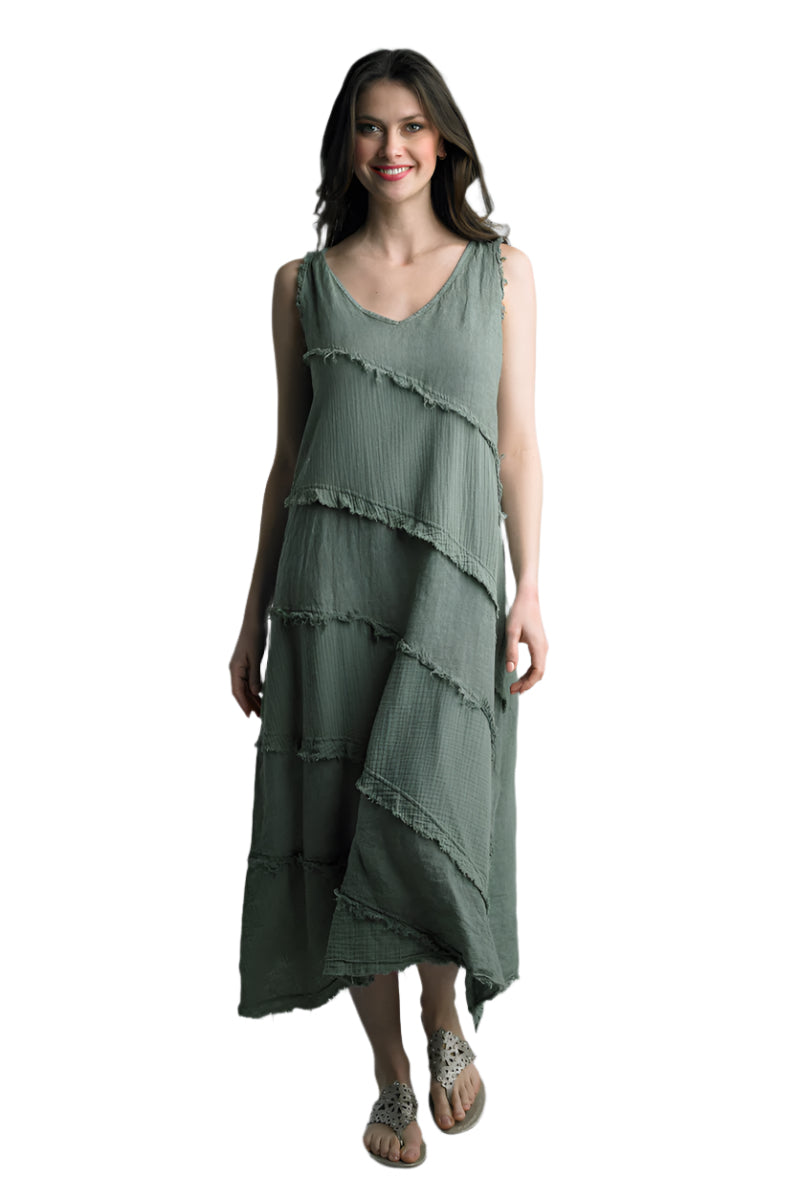 Tempo Paris 1475AOV Olive 100% Cotton Dress
