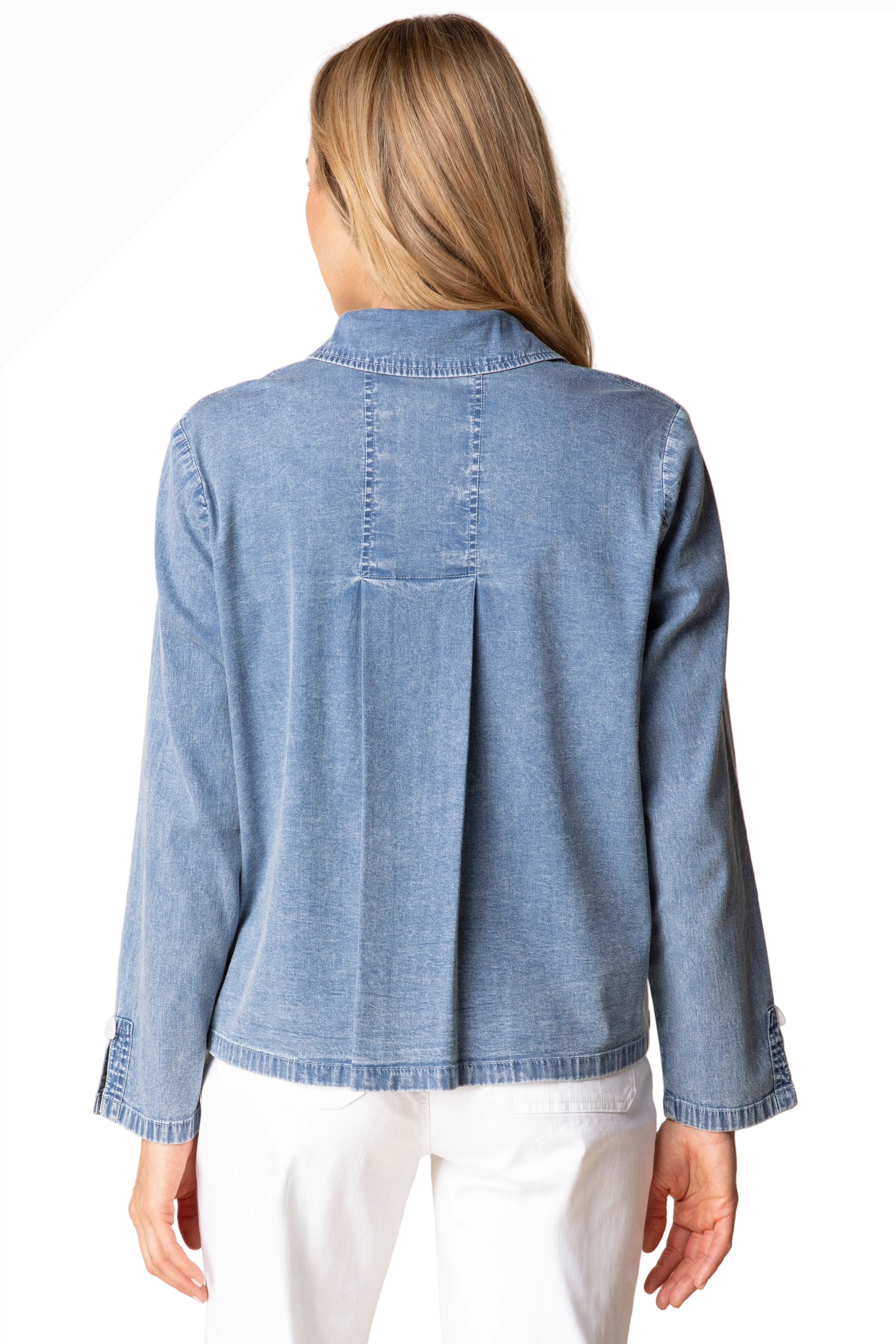 Habitat 15514LD LIGHT DENIM Button Front Travel Shirt With Pockets