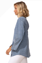 Habitat 15522LD LIGHT DENIM Hidden Placket Button Front Zip Cuff Travel Shirt With Pockets
