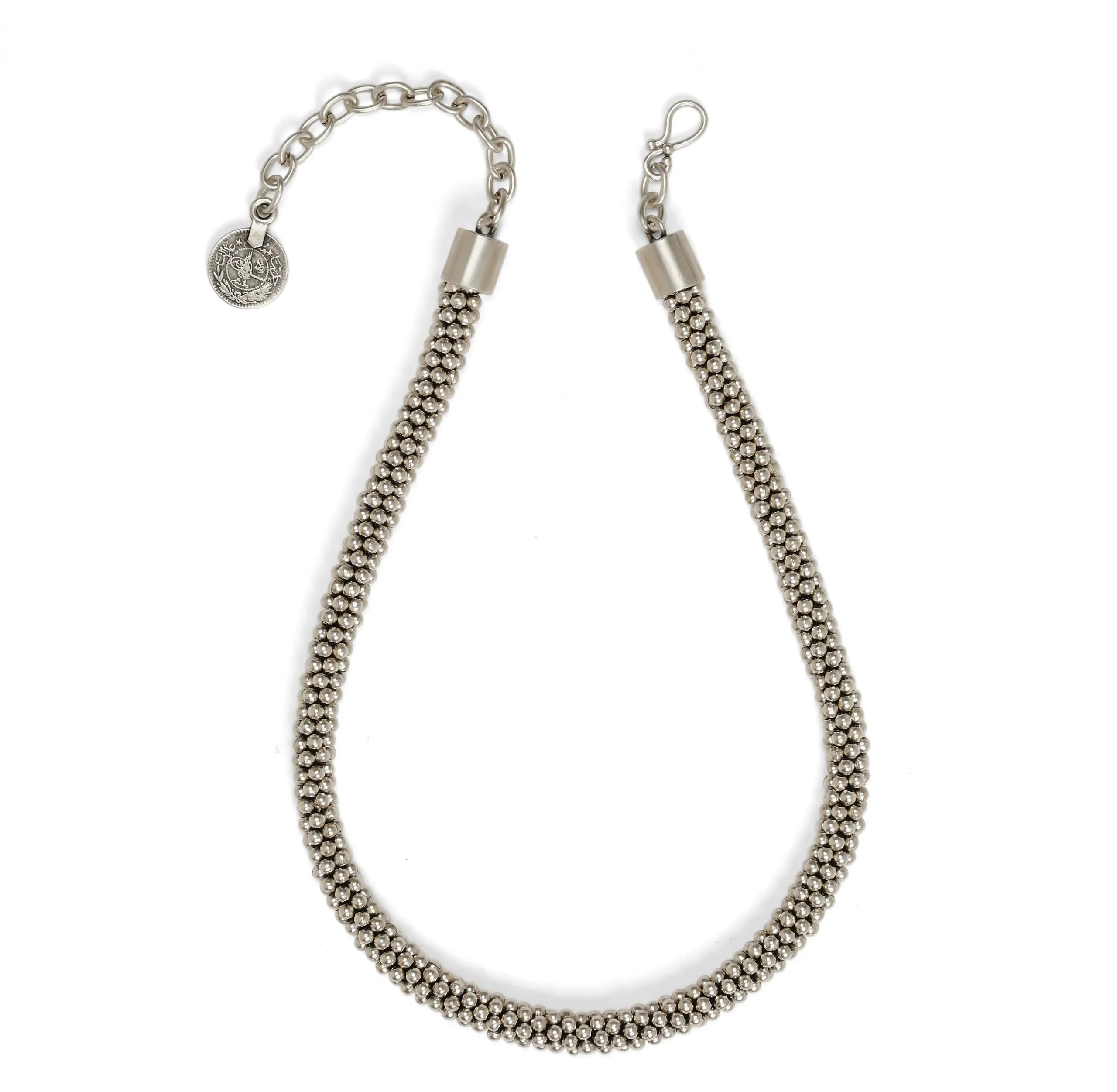 Chanour 1642 Handmade Knitting Beaded Pewter Necklace