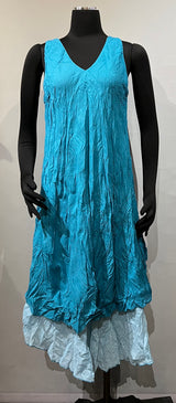 Dolma TIFFTL Teal Tiffany One Size Crinkle Sleeveless Dress