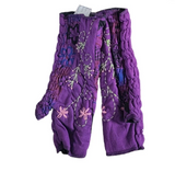 Evergreen Guardian H185PU PURPLE Fleece Lined Cotton Hand Warmers with Floral Embroidery