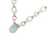 Chanour 4018BU Handmade Blue Opal 925 Silver Plated Pewter Necklace