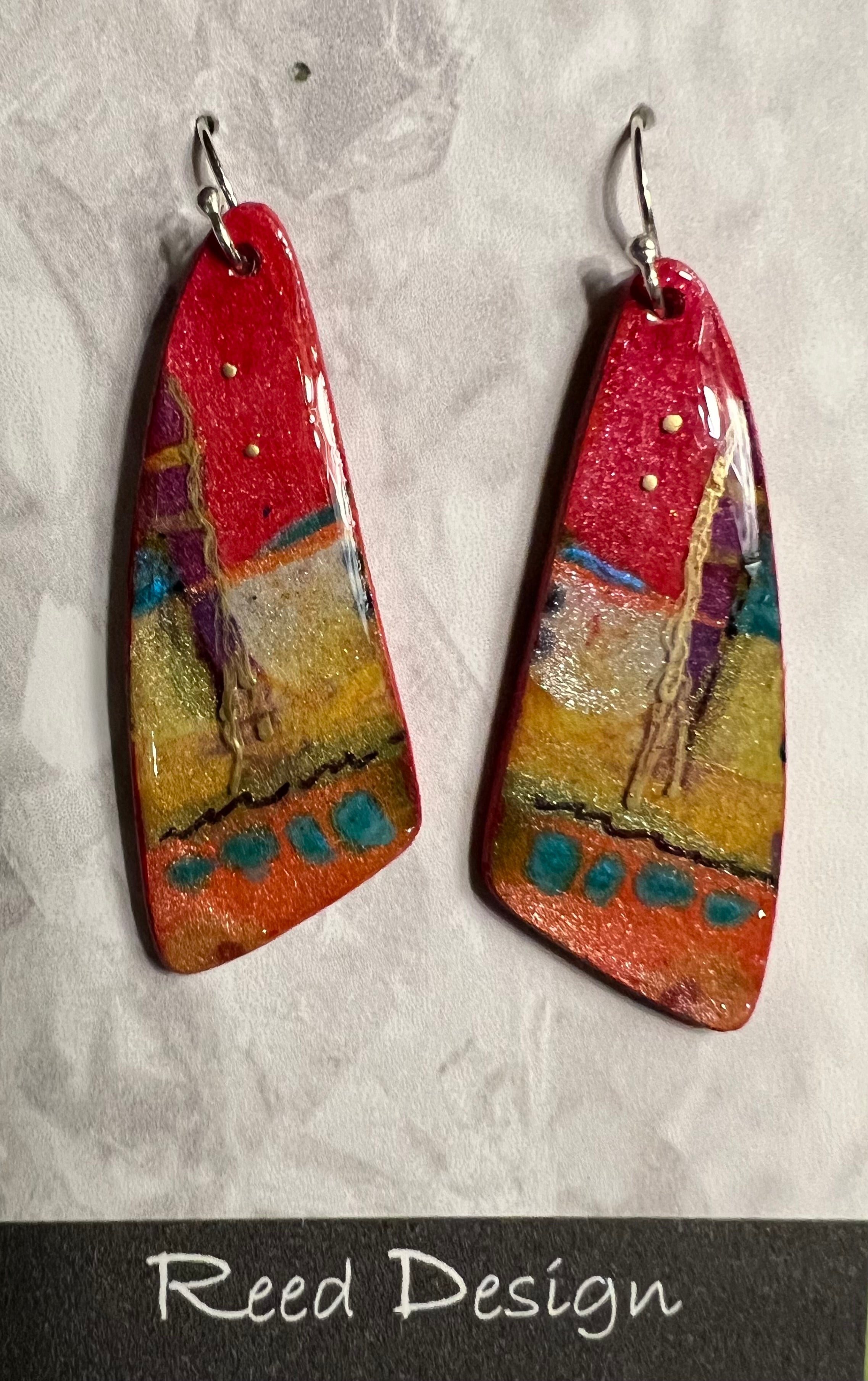 Susan Reed SR8 Handmade Wood & Resin Earrings