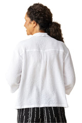 Habitat 21341W White Crinkle Crepe Relaxed Fit Camp Shirt With Button Accents and Pocket