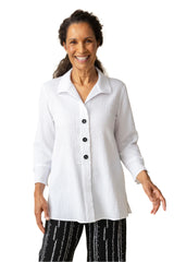 Habitat 21347W White Crinkle Crepe Patch Button Swing Tunic