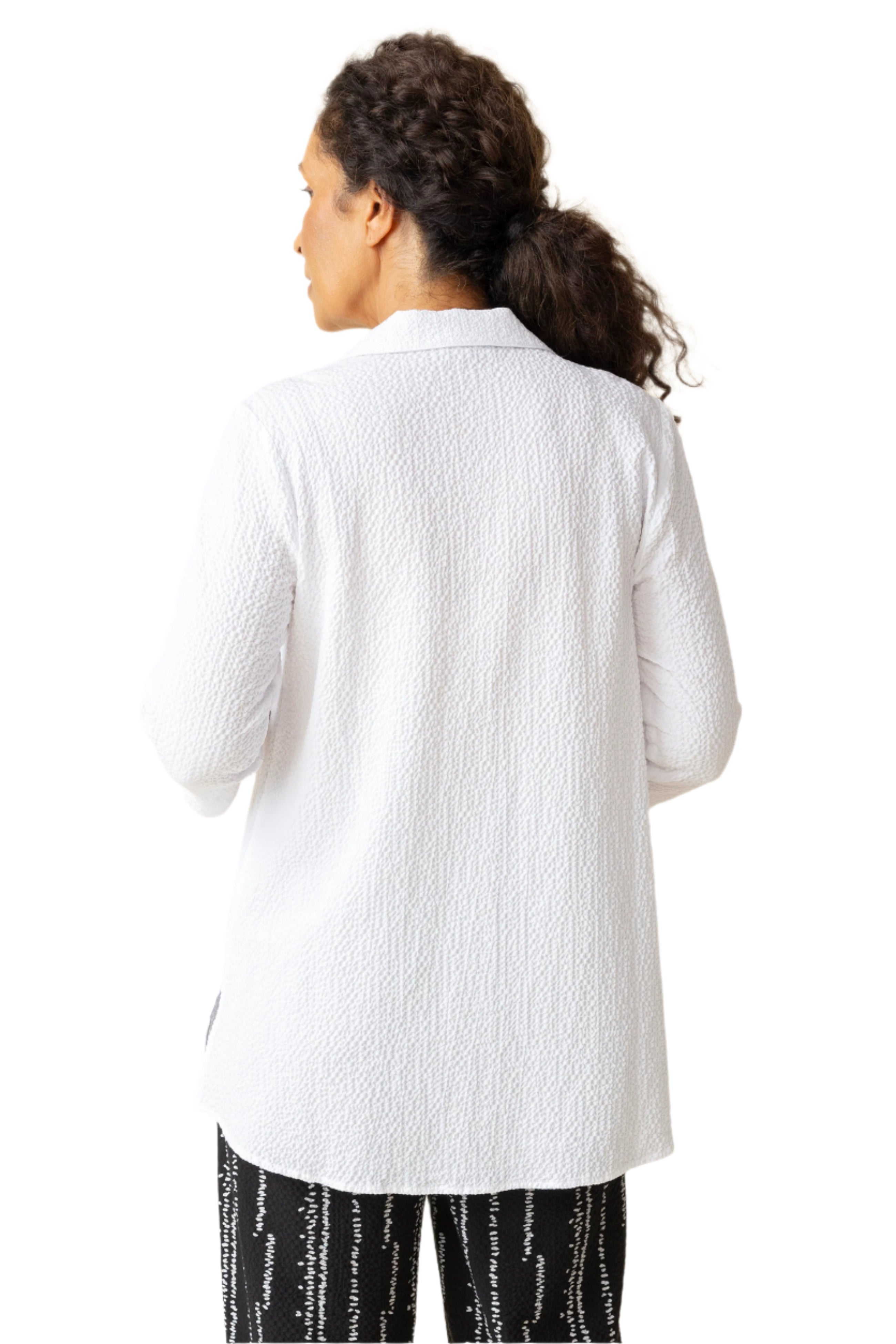 Habitat 21347W White Crinkle Crepe Patch Button Swing Tunic