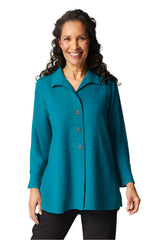 Habitat 21350EV EVERGLADE Crinkle Crepe Solid Patch Button Front Tunic
