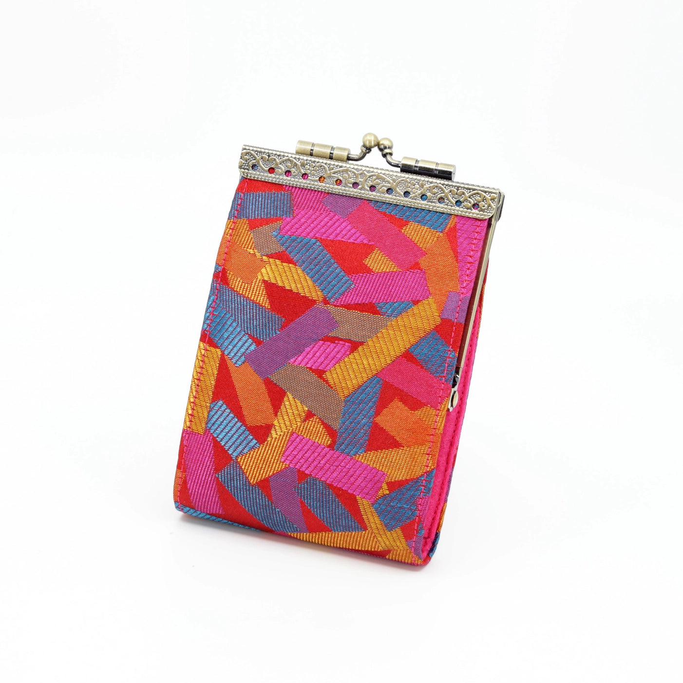 Cathayana CHR-82 Fuchsia Confetti Pattern Brocade Card Holder With Rfid Card Case Card Wallet