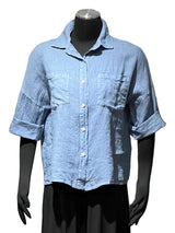 Tempo Paris 21637ADN DENIM 100% Wash Linen Two Pocket Top
