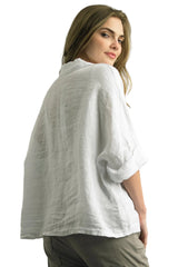 Tempo Paris 21637AWT WHITE 100% Wash Linen Two Pocket Swing Top