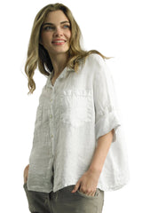 Tempo Paris 21637AWT WHITE 100% Wash Linen Two Pocket Swing Top