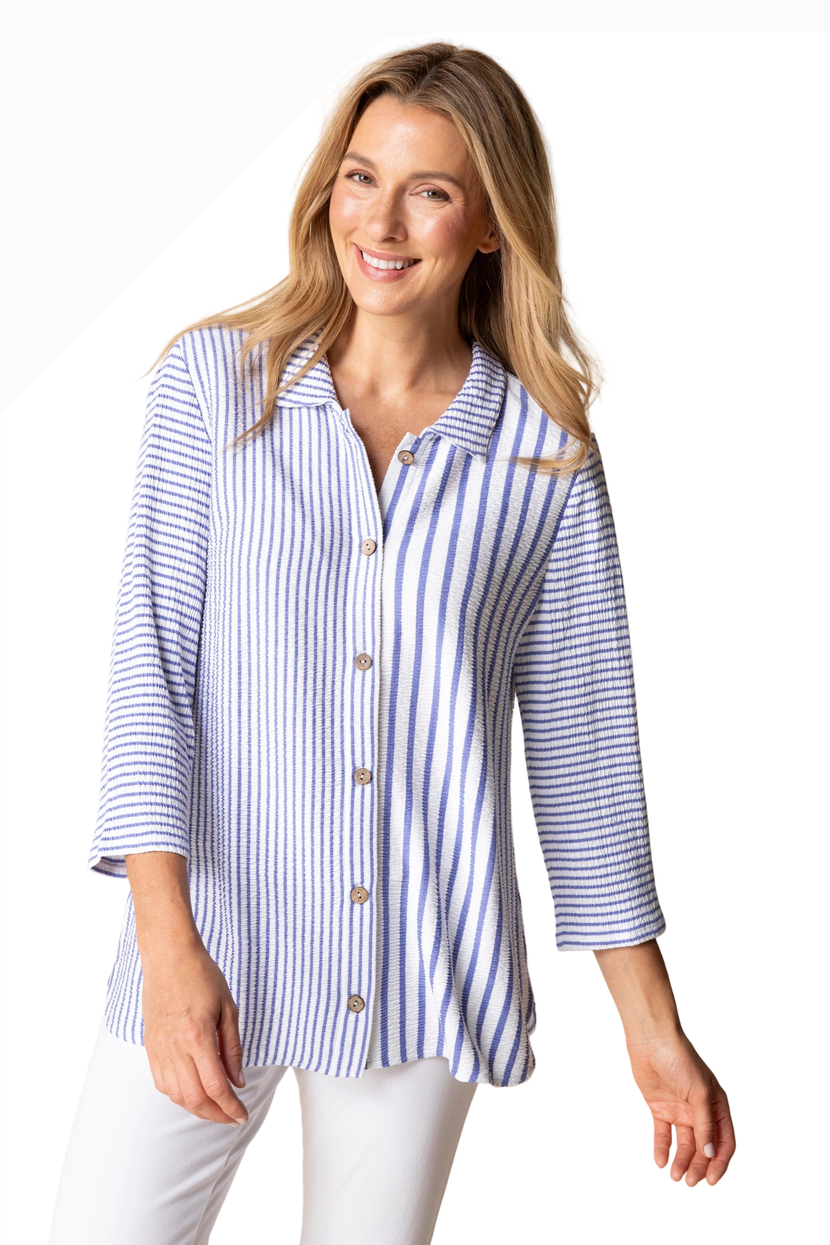 Habitat 22404IR IRIS Earn Your Stripes Next In Line Button Front Shirt