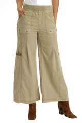 XCVI 23057A Alamosa Distress Wash Tove Tallulah Twill Wide Leg Cargo Pants