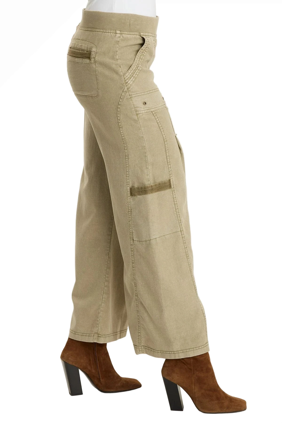 XCVI 23057A Alamosa Distress Wash Tove Tallulah Twill Wide Leg Cargo Pants