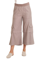 XCVI 23135PS POPPY SEED Flared Cropped Pull-On Cargo Pants