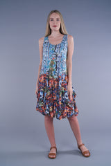 Shana 24007ML Multicolor Crinkle Short Bubble Dress