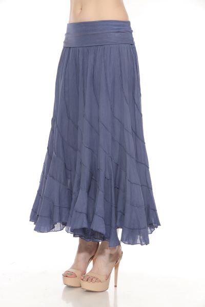 Apparel Love 24701DN Denim 100% Cotton Pull-On Skirt With Underlining
