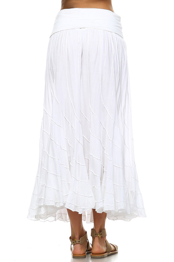 Apparel Love 24701WT White 100% Cotton Pull-On Skirt With Underlining