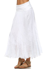 Apparel Love 24701WT White 100% Cotton Pull-On Skirt With Underlining