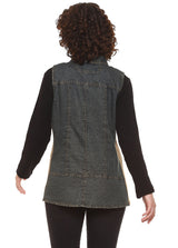 Parsley & Sage 24F560F Black and Tan Denim Embroidered Journee Vest