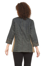 Parsley & Sage 24F560G Black and Tan Embroidered Journee Shirt With Pockets