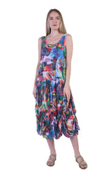 Shana 25006MU Multicolor Scoop Neck Sleeveless Tank Dress