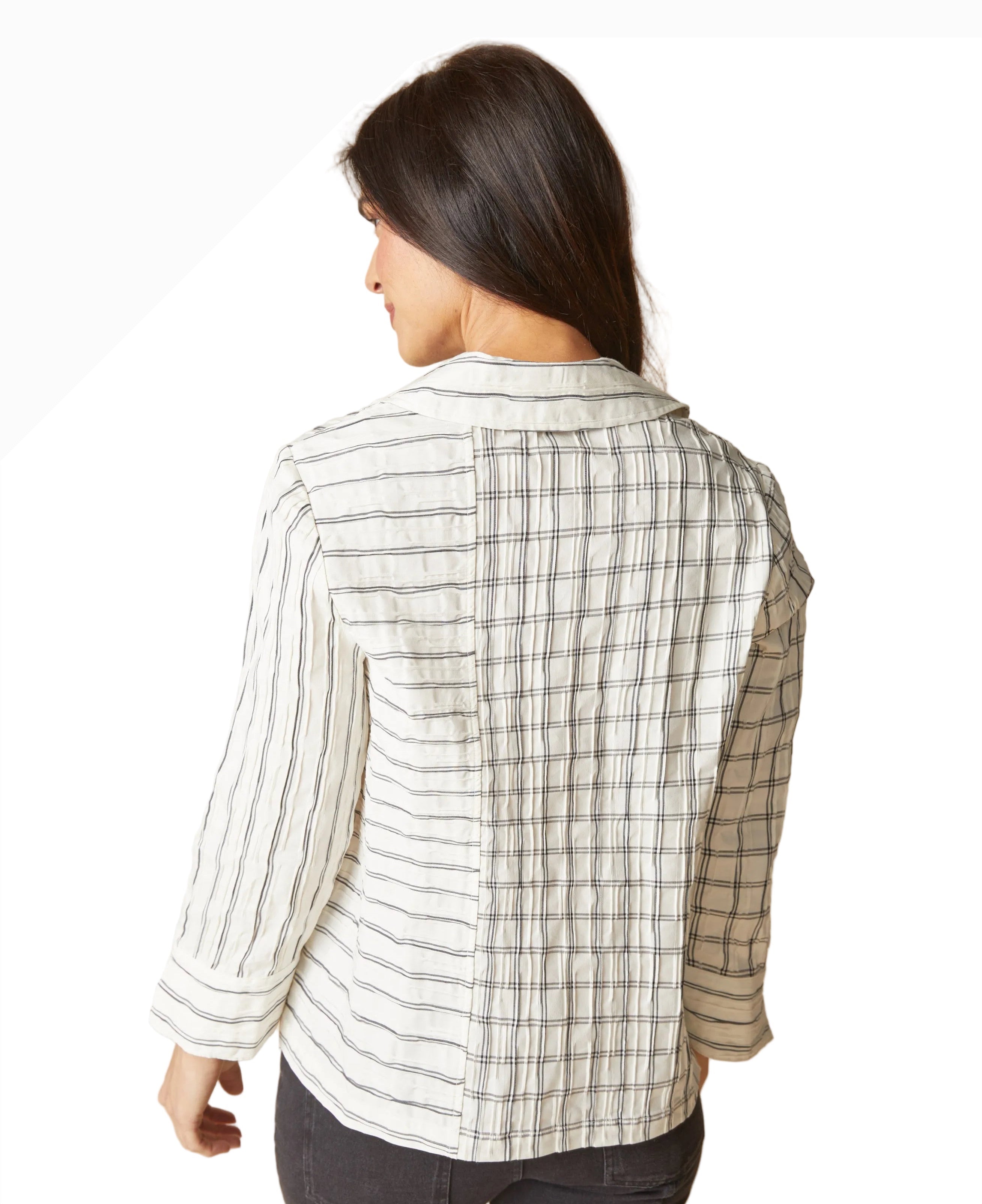 Habitat 25044WT WINTER WHITE Tucked Dobby Mix Daphne Button Front Long Split-Cuff Sleeve Button Front Shirt