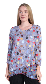 Shana 25619C Circles Crinkle Mesh Layer Top