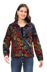Parsley & Sage 25F553E24 IRIS Floral Print Button Front Jacket