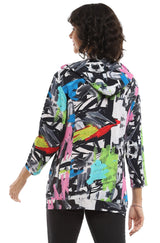 Parsley & Sage 25T44J Multicolor Graffiti Vita Zip Front Hoodie With Pockets