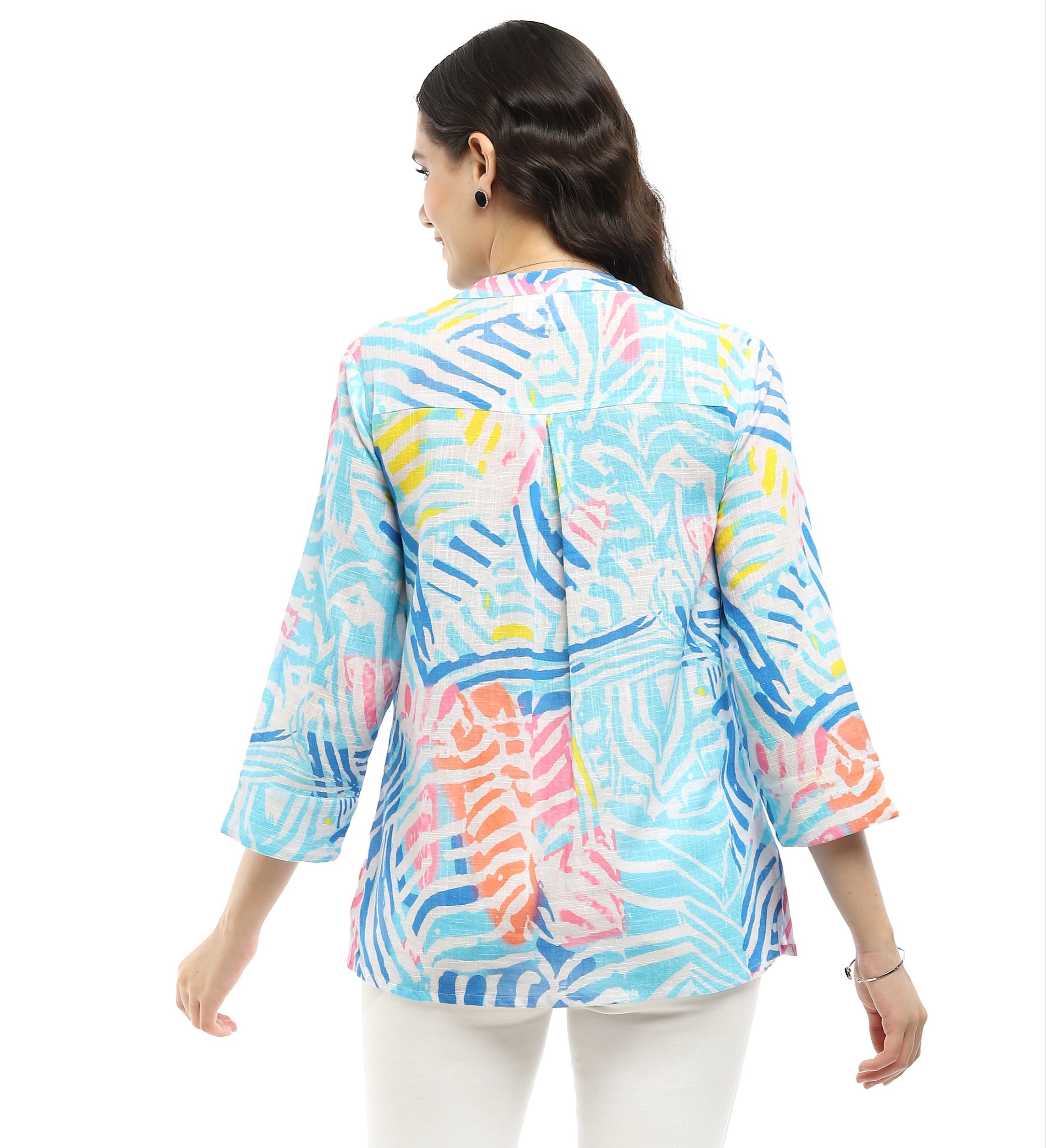 Parsley & Sage 25T45G13 100% Cotton Button Front 3/4 Sleeve Wendy Shirt