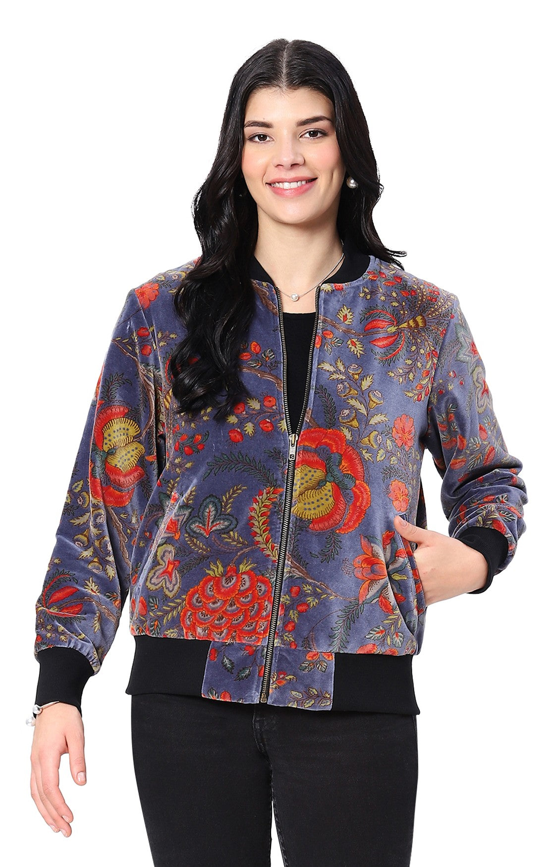 Parsley & Sage 25W224E25 MAGNOLIA Zip Front Bomber Jacket