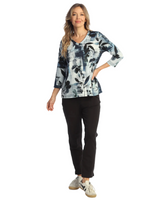 Jess & Jane AJ22142 PRIMROSE Soft V-Neck Top With Side Slits