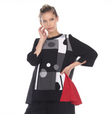 Moonlight 2647BD BIG DOT Black Grey and Red Mixed Print Swing Tunic