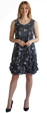 Shana 26607CI Circles Sleeveless Crinkle Bubble Dress With Adjustable Hemline