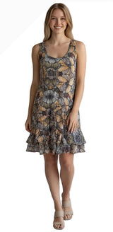 Shana 26607CO Copper Sleeveless Crinkle Bubble Dress With Adjustable Hemline