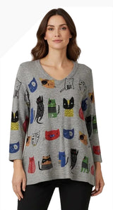 Shana 26772PTS PETS Wool Blended Whimsical V-Neck Sweater