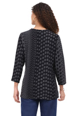 Parsley & Sage 26W243C30 Charcoal & Black Solid & Polka Dot Long Sleeve V-Neck Pullover