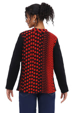 Parsley & Sage 26W243C Red & Black Solid & Polka Dot Long Sleeve Mock Turtleneck Pullover