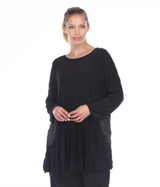 Moonlight 2754ITYBK BLACK Crinkle Swing Tunic With Spiderweb Pockets