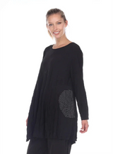 Moonlight 2754ITYBK BLACK Crinkle Swing Tunic With Spiderweb Pockets