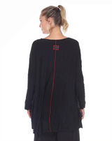Moonlight 2754ITYBK BLACK Crinkle Swing Tunic With Spiderweb Pockets
