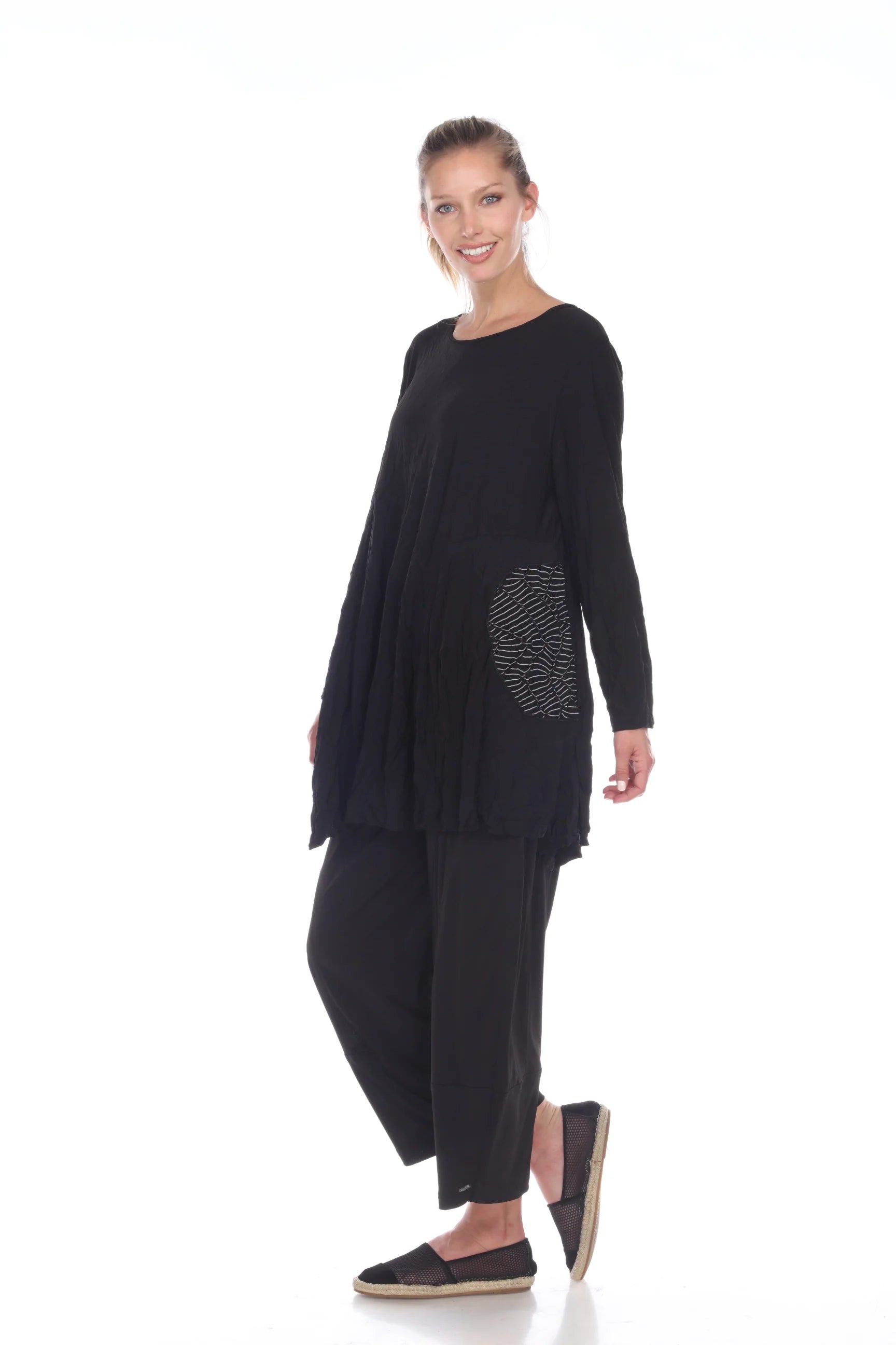 Moonlight P3058ITYBK BLACK Ankle Length Pull-On Lantern Pants