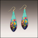 DC Designs 27NLE Blue Floral UV Giclée Printed Earrings With 14K Gold Filled Ear Wires