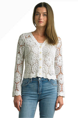 Tempo Paris 2803CCW White 100% Cotton Lace Sweater