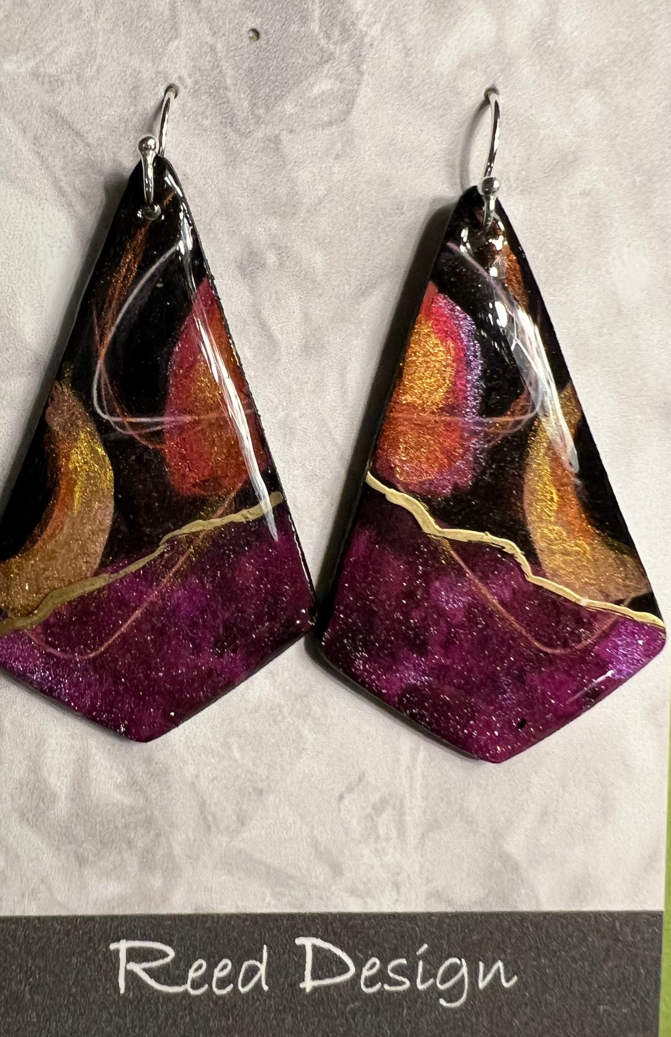 Susan Reed SR7 Handmade Wood & Resin Earrings