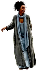 Dance In Paris 11108CH CHARCOAL One Size Italian Linen Duster With Silk Frayed Edges