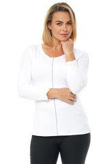 LIV By Habitat 320312W White Essential Layers Ruched 3/4 Sleeve Top