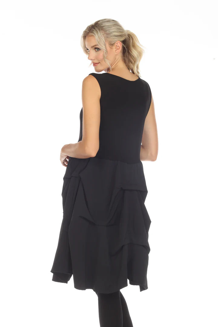 Moonlight 3228BK Black Sleeveless Dress With Taffeta Skirt and Lycra Top